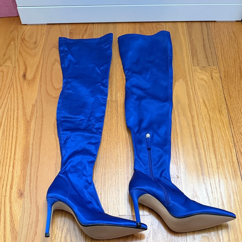NEVER WORN - Zara Vibrant Blue Over the Knee Boots